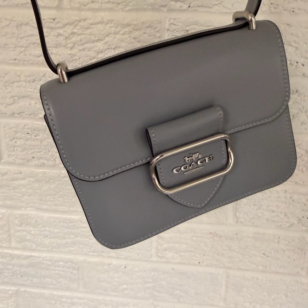 Coach Pebbled Leather Shoulder Bag in Light Gray